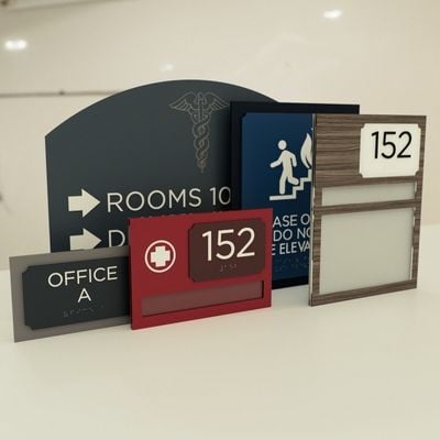 A collection of Wonder signs in a hospital setting.